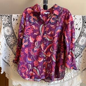 Chico’s Floral Purple Women's Top NWOT Size 3.5 US 18